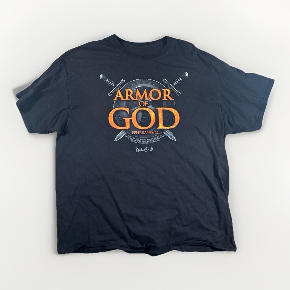 Vintage God Shirt Armor Of God Kerusso Ephesians 6:11 Sword Jesus Tee XL